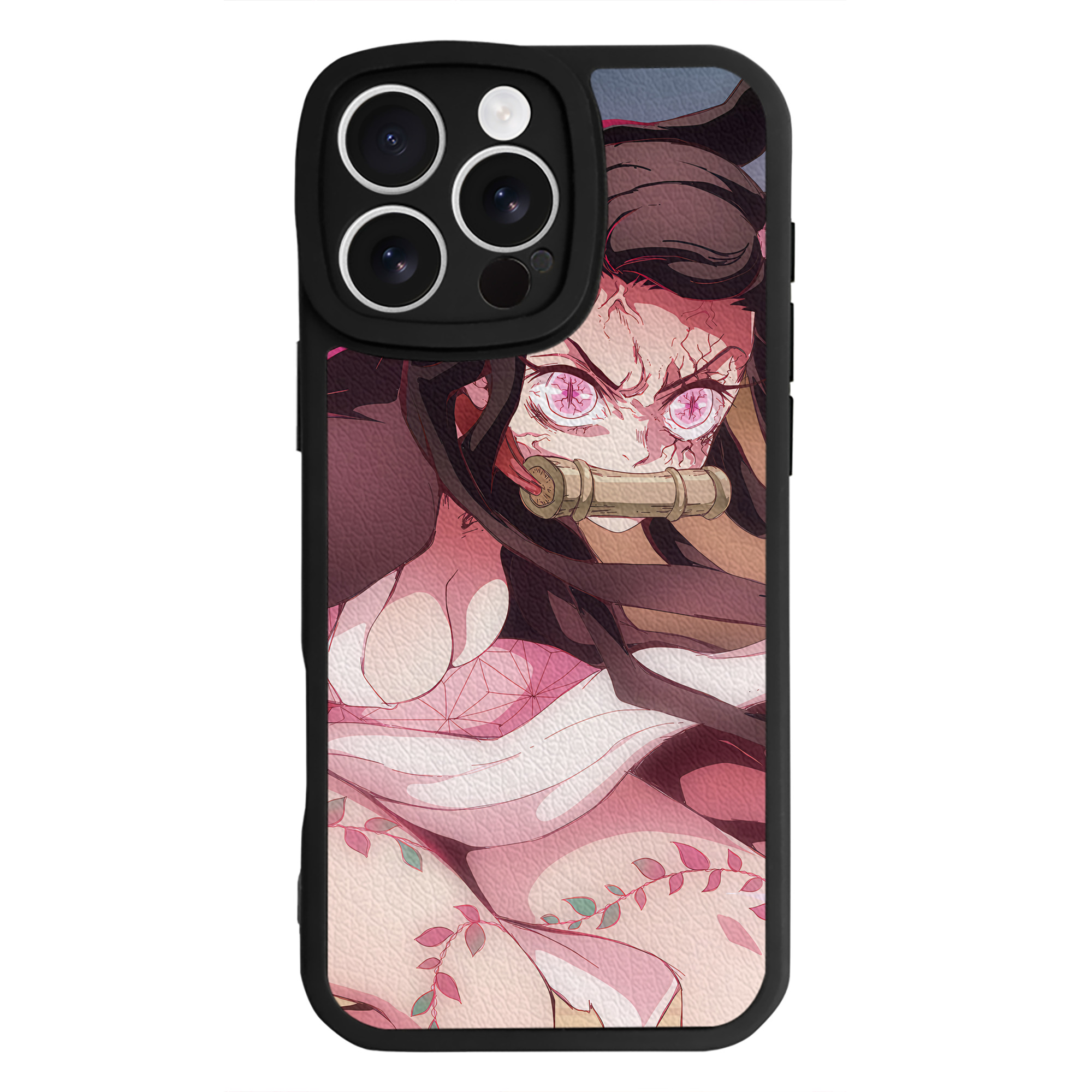 （画像用） 鬼滅の刃（きめつのやいば）竈門 禰󠄀豆子／かまど ねずこ Kamado Nezuko 【iPhone 16シリーズ対応】シリコンスマホケース（レザー調） 材質：シリコン